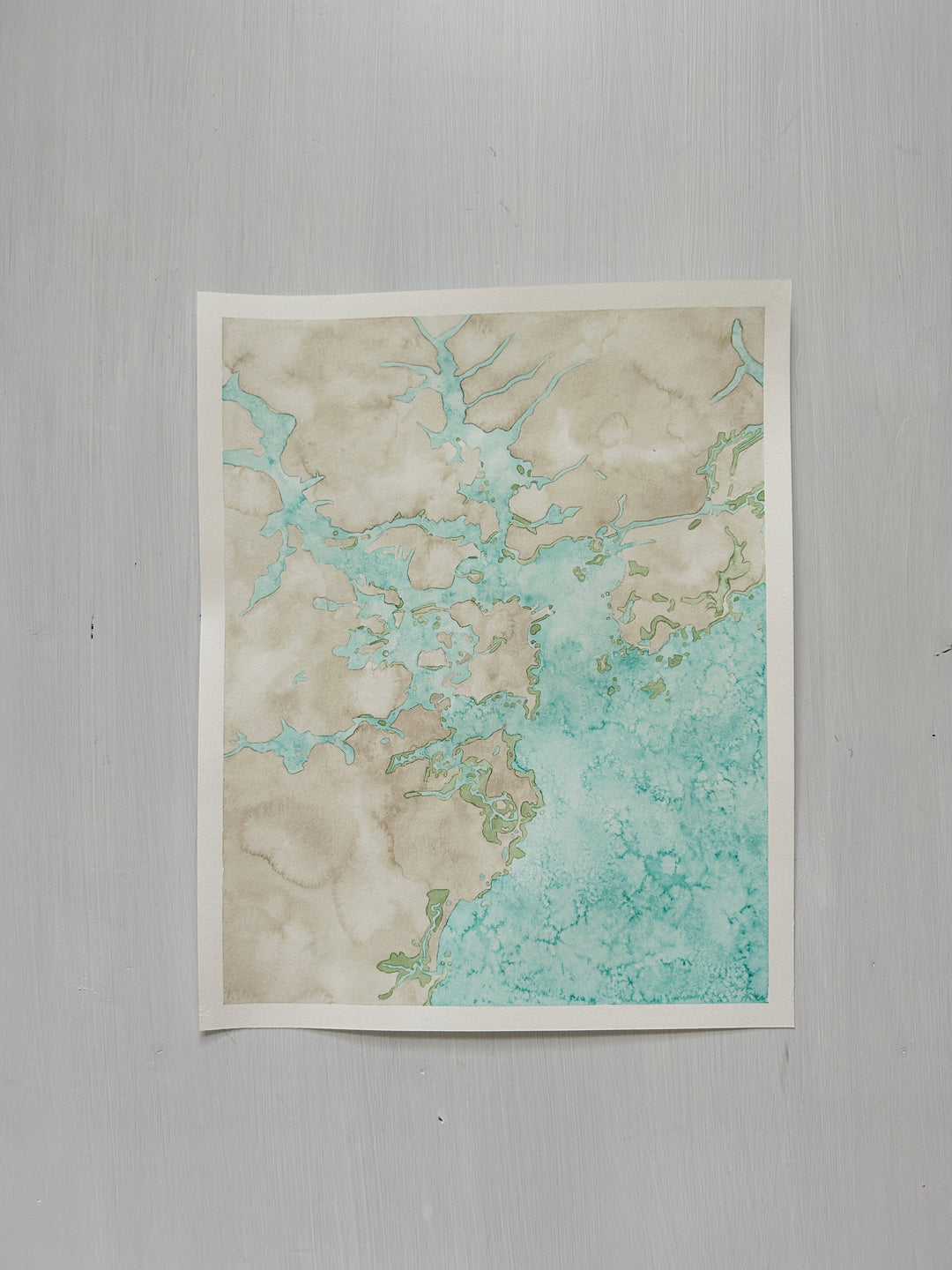 Portsmouth, New Hampshire Original Coastal Watercolor Map