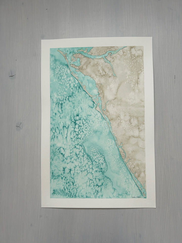 Sarasota Original Coastal Watercolor Map