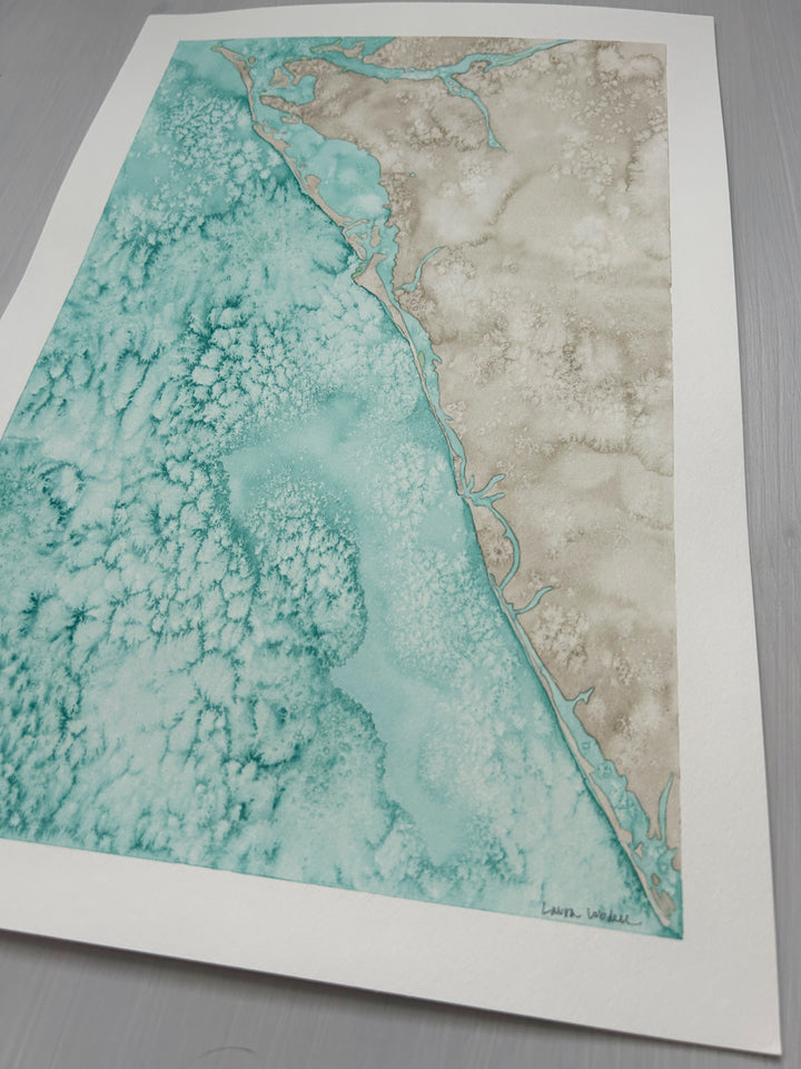 Sarasota Original Coastal Watercolor Map