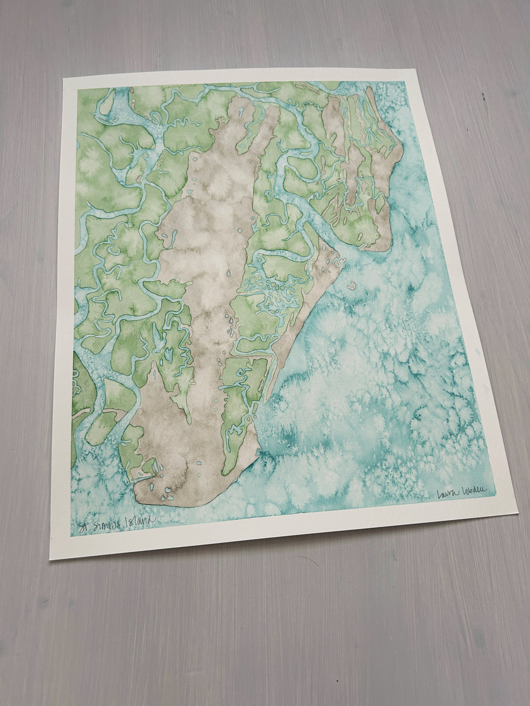 St. Simons Island Original Coastal Watercolor Map