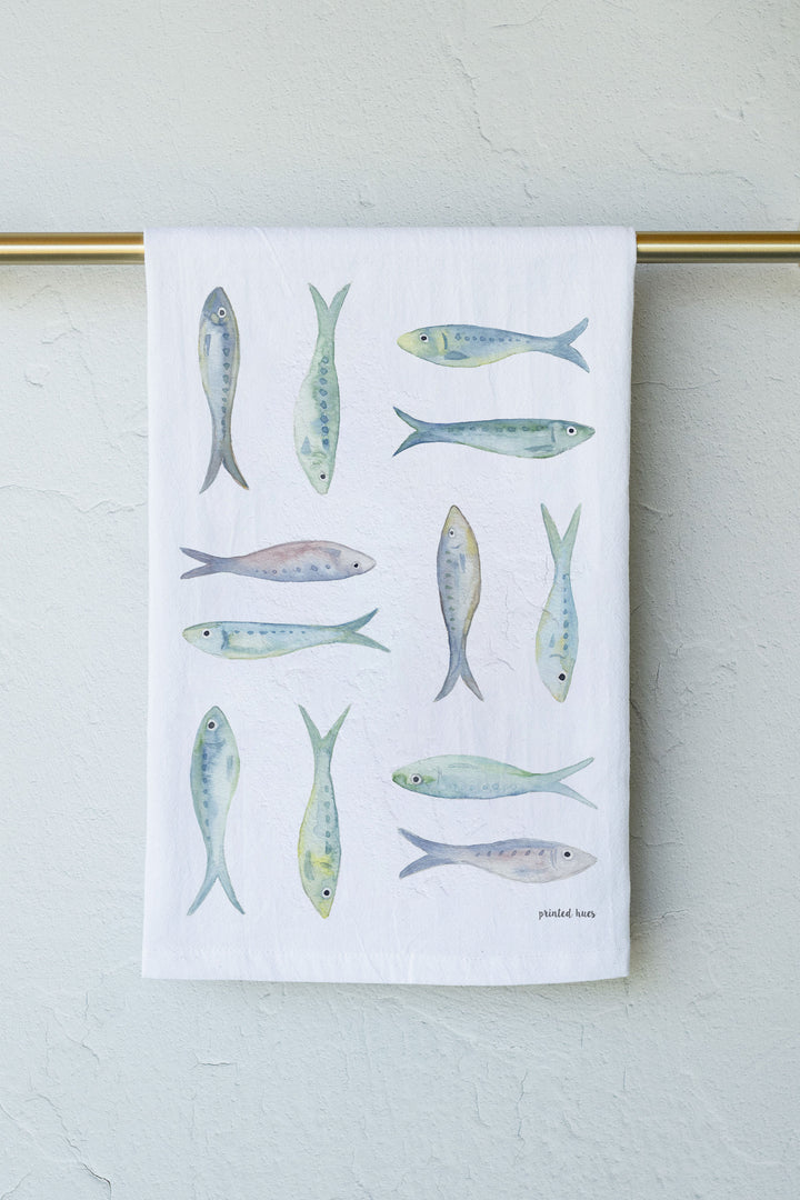 Seaglass Sardines Tea Towel