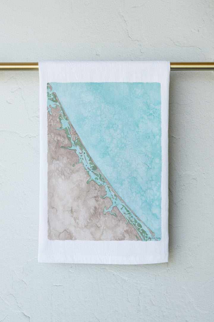 Topsail Island Map Tea Towel