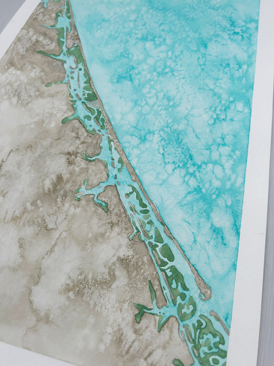 Topsail Island Original Coastal Watercolor Map