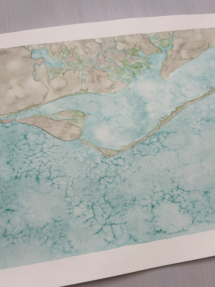 Apalachicola Original Coastal Watercolor Map