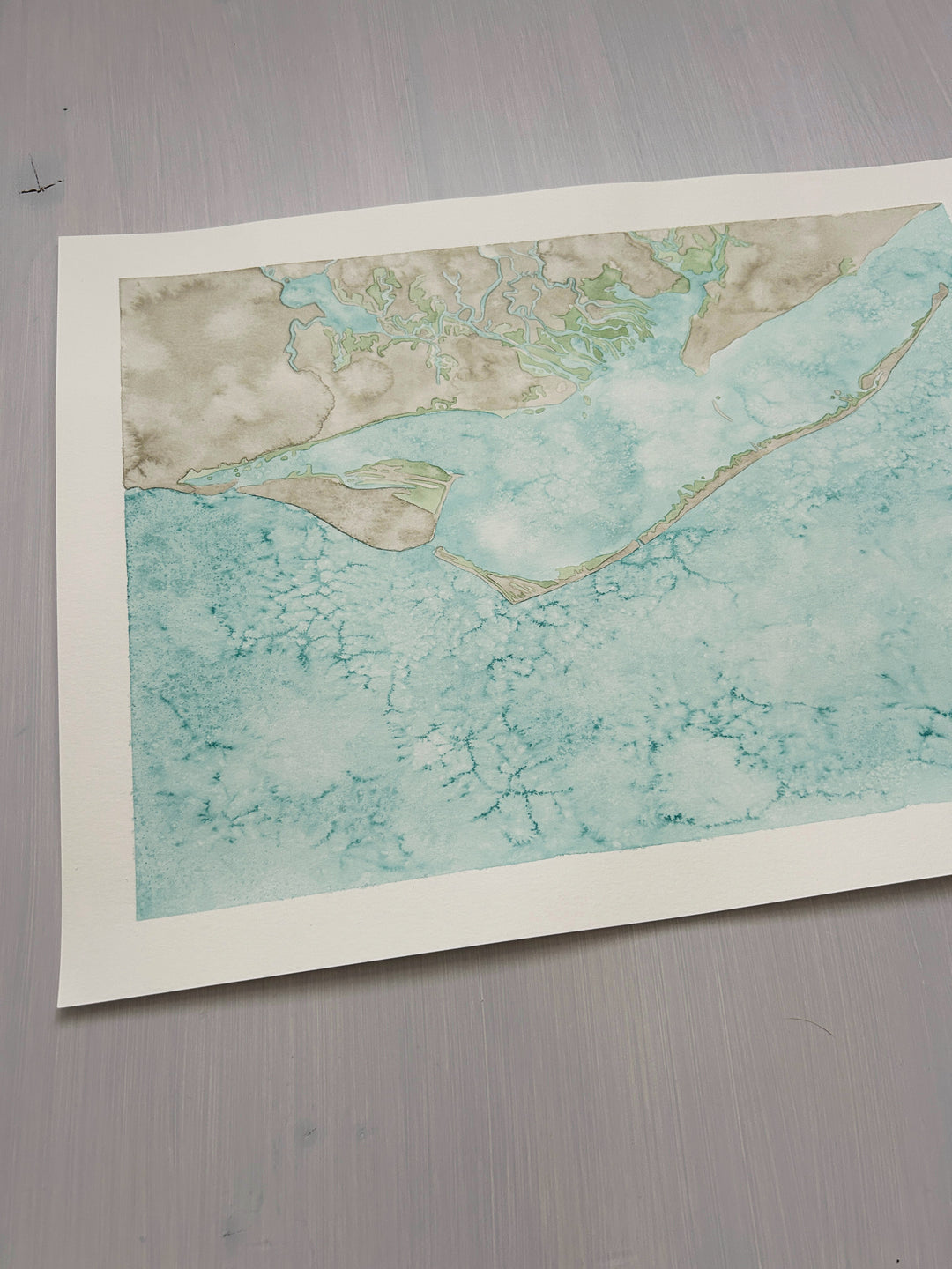 Apalachicola Original Coastal Watercolor Map