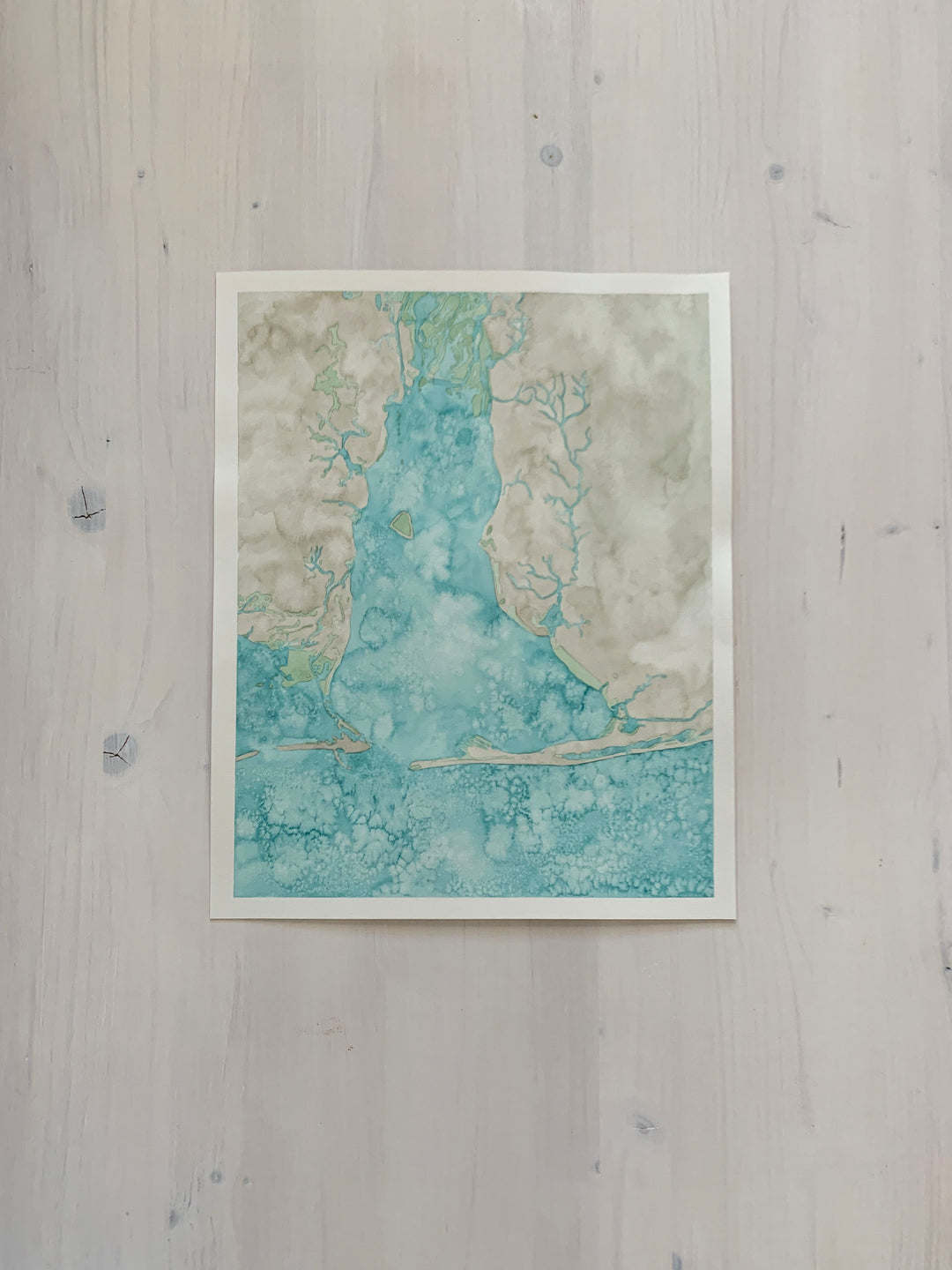 Mobile Bay, Alabama Original Coastal Watercolor Map