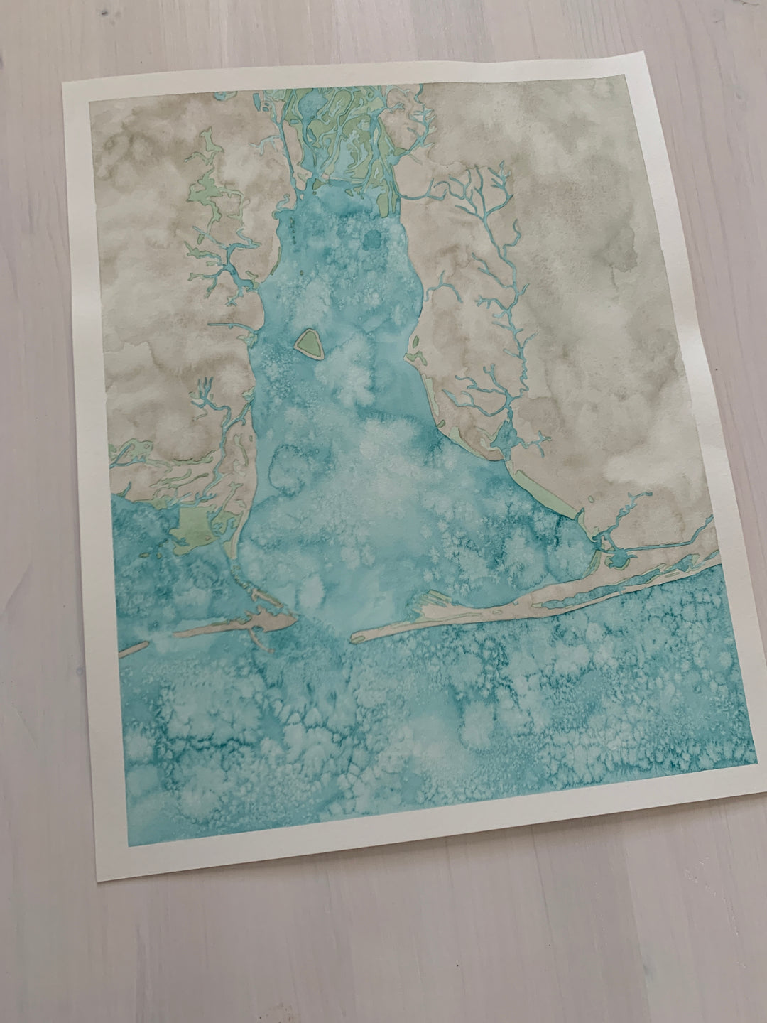 Mobile Bay, Alabama Original Coastal Watercolor Map